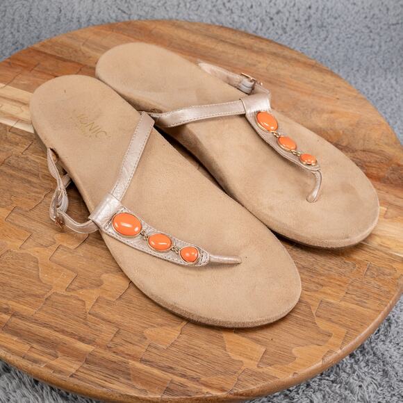 Vionic Thong Sandals Orange Accent Womens Size 10 Beach Boho - Picture 1 of 6